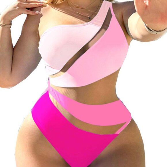 Sexy One Piece Bathing Suits One Shoulder Swimsuits - Picture 3 of 6